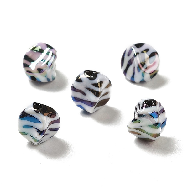

PandaHall UV Plating Opaque Rainbow Iridescent Acrylic Beads, Nuggets, Clear AB, 15.5x12~12.5x12mm, Hole: 2.3mm Acrylic Nuggets White