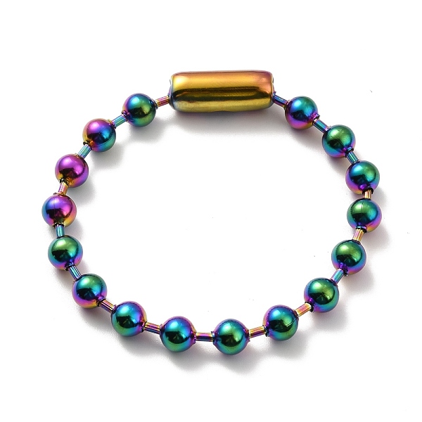 

PandaHall Ion Plating(IP) 304 Stainless Steel Ball Chain Brascelet with Connecter Clasp for Women, Rainbow Color, 8-7/8 inch(22.5cm) 304...