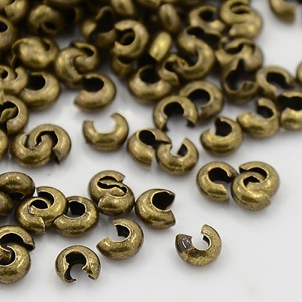 

PandaHall Iron Crimp Beads Covers, Cadmium Free & Lead Free, Antique Bronze Color, Size: About 3mm In Diameter, Hole: 1.2~1.5mm Iron