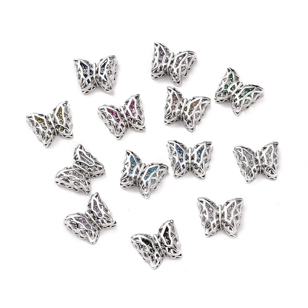 

PandaHall Eco-friendly Brass Cubic Zirconia Multi-Strand Links, Cadmium Free & Lead Free, Butterfly, Platinum, Mixed Color, 10x12x5mm, Hole..., Multicolor