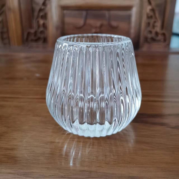 

PandaHall Embossed Round Candle Cups, Glass Candle Holders, European Style Retro Candle Container, Stripe, 5.6x5.3x6.1cm Glass Stripe Clear