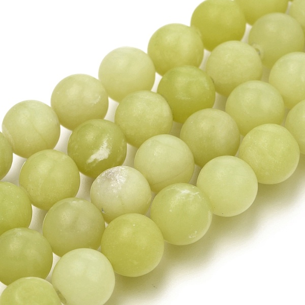 PandaHall Natural Lemon Jade Round Beads Strands, Frosted, Round, 10mm, Hole: 1mm, about 38pcs/strand, 14.9 inch Lemon Jade Round Yellow