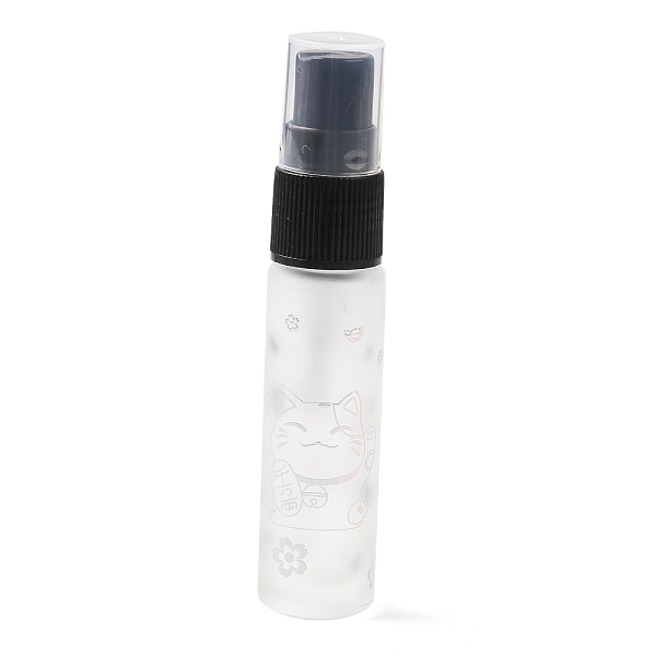 

PandaHall Glass Spray Bottles, Fine Mist Atomizer, with Plastic Dust Cap & Refillable Bottle, with Fortune Cat Pattern & Chinese Character..., White