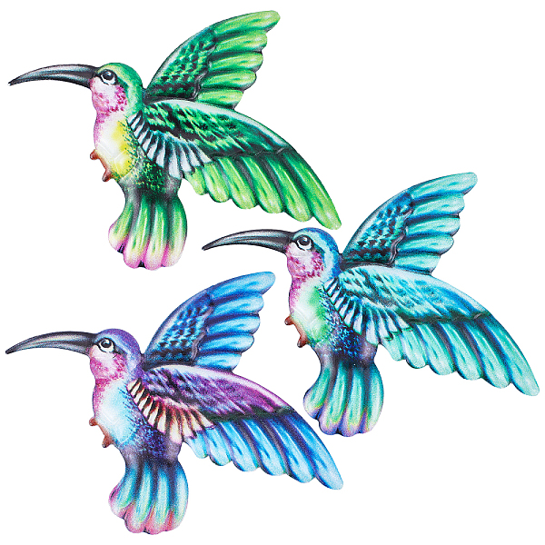 

PandaHall CREATCABIN 3Pcs 3 Colors Iron Hummingbird Hanging Ornaments, for Home Wall Decoration, Mixed Color, 132x160x3mm, Hole: 10x10mm..., Multicolor