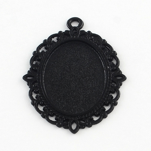 

PandaHall Electrophoresis Alloy Oval Pendant Cabochon Settings, Cadmium Free & Nickel Free & Lead Free, Black, Tray: 25x18mm, 40x30x2mm...