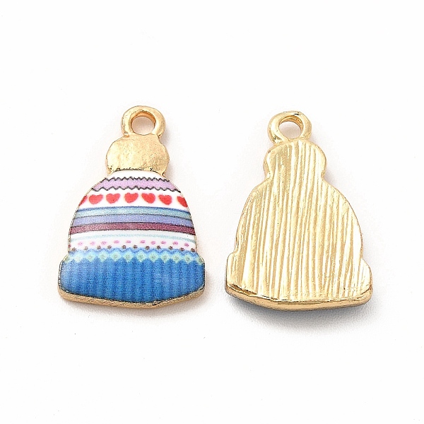 

PandaHall Winter Theme Printed Alloy Pendants, Lead Free & Cadmium Free & Nickel Free, Hat Charm, Golden, Steel Blue, 18x12.5x3mm, Hole...