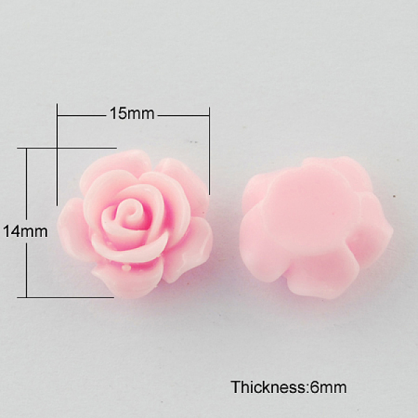 

PandaHall Resin Cabochons, Flower, Pearl Pink, 14x15x6mm Resin Flower