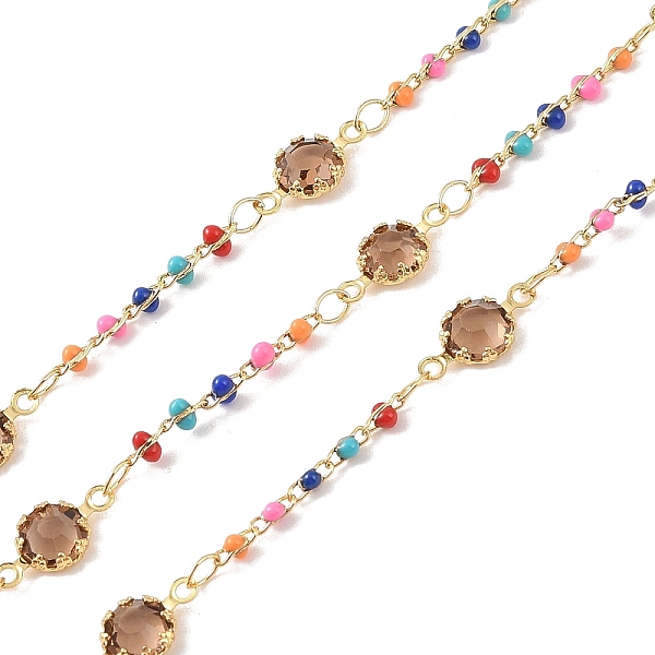

PandaHall Brass Link Chains, with Enamel Beaded and Glass, Real 18K Gold Plated, Soldered, with Spools, Long-Lasting Plated, Cadmium Free &...