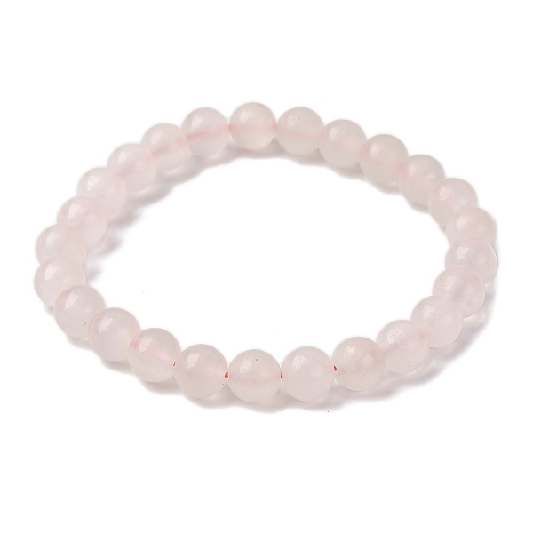 Bracciale elasticizzato da donna con perline di mangano calcite rosa naturale
