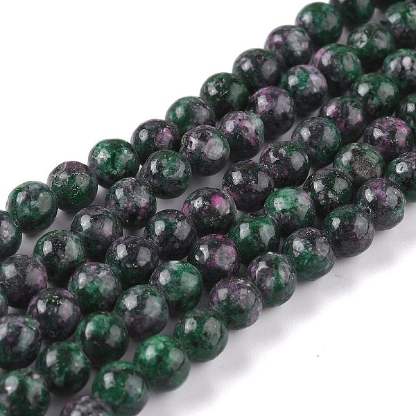 

PandaHall Natural White Jade Beads, Round, Dyed, Dark Green, 6mm, Hole: 1mm, about 58~61pcs/strand, 37.5~38.5cm White Jade Round