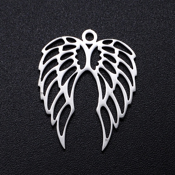 

PandaHall 201 Stainless Steel Pendants, Filigree Joiners Findings, Laser Cut, Wing, Stainless Steel Color, 22x18x1mm, Hole: 1.4mm 201...