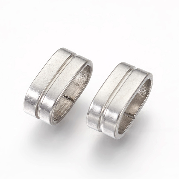 

PandaHall 201 Stainless Steel Slide Charms, Oval, Stainless Steel Color, 5x12x6.5mm, Hole: 4.5x10mm 201 Stainless Steel Oval