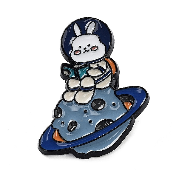 

PandaHall Rabbit Spaceman Enamel Pin, Alloy Brooch for Backpack Clothes, Steel Blue, 30.5x25x2mm Alloy+Enamel Rabbit