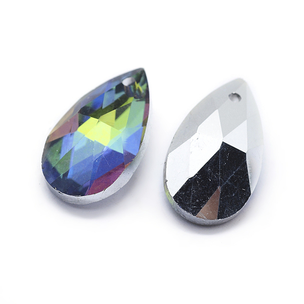 

PandaHall Faceted Glass Pendants, teardrop, Colorful, 15x9.5x5.5mm, Hole: 1mm Glass Teardrop