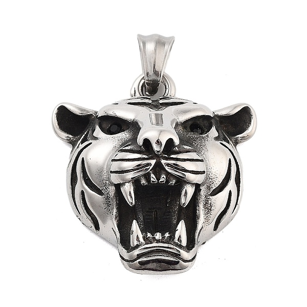 

PandaHall Retro 304 Stainless Steel Pendants, Antique Silver, Tiger, 38x33.5x20mm, Hole: 5x8.5mm 304 Stainless Steel Tiger