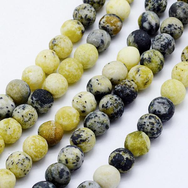 

PandaHall Natural Yellow Turquoise(Jasper) Beads Strands, Frosted, Round, 7.5~8mm, Hole: 1mm, about 48pcs/strand, 15.3 inch(39cm) Yellow..., Green