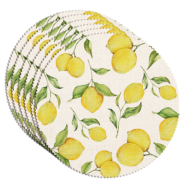 

PandaHall 6Pcs Polyester Table Cloth, for Dining Table Decoration, Square, Lemon, 380x380mm Polyester Lemon