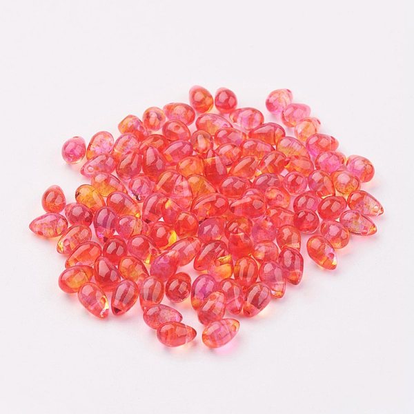 

PandaHall Transparent Resin Beads, Top Drilled Beads, Teardrop, Tomato, 6x4mm, Hole: 1mm Resin Teardrop Red
