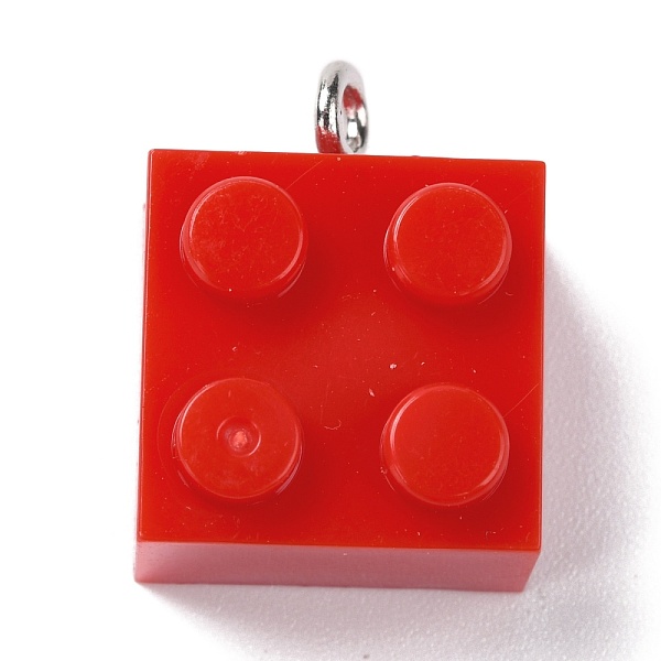 

PandaHall Resin Pendants, with Platinum Iron Loop, Toy Bricks, Red, 21x15.5x11mm, Hole: 2.6mm Iron+Resin Others Red