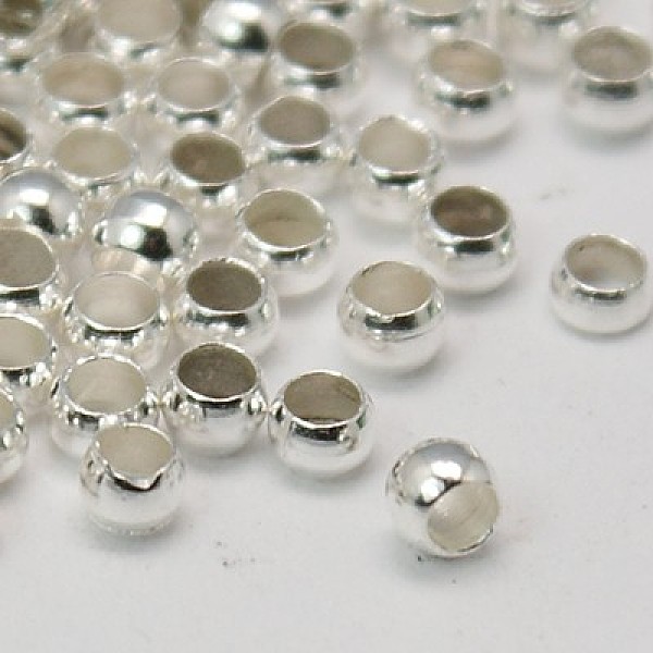 

PandaHall Brass Crimp Beads, Rondelle, Silver Color Plated, about 2.5mm in diameter, hole: 1.2mm Brass Rondelle