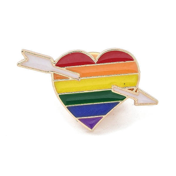 

PandaHall Pride Rainbow Theme Enamel Pins, Light Gold Alloy Badge for Backpack Clothes, Colorful, Heart, 14.5x25.5x1.2mm Alloy+Enamel Heart