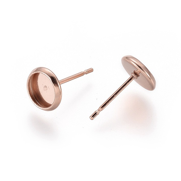 

PandaHall 304 Stainless Steel Stud Earring Settings, Flat Round, Rose Gold, Tray: 6mm, 8mm, Pin: 0.8mm 304 Stainless Steel Flat Round