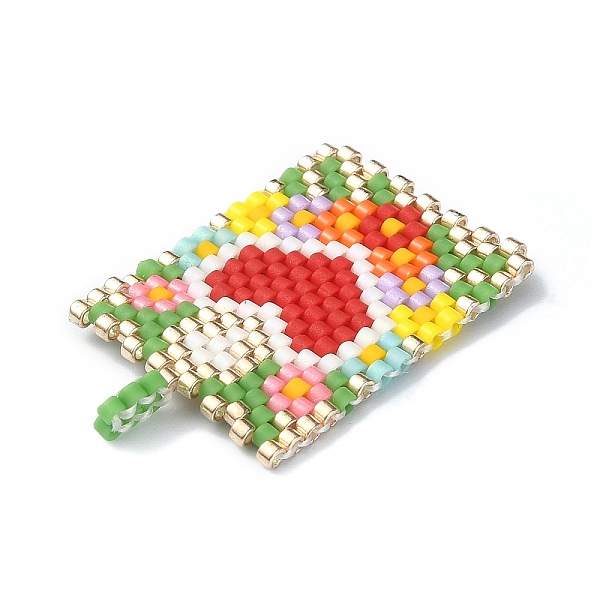 

PandaHall Handmade Japanese Seed Loom Pattern Seed Beads, Rectangle with Heart Pendants, Red, 32x19.5x1.5mm, Hole: 2.5mm Glass Rectangle Red