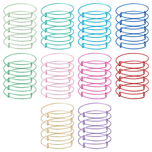 

PandaHall Adjustable Iron Bangle Making, Torque Bangle, Textured, Mixed Color, 1.5mm, Inner Diameter: 2-3/8 inch(6cm), 10colors, 5pcs/color..., Multicolor