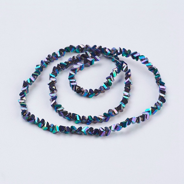 

PandaHall Electroplate Glass Beads Strands, Full Plated, Faceted, Triangle, Multi-color Plated, 3x4x3mm, Hole: 1mm, about 149pcs/strand...