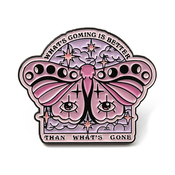 

PandaHall Magic Theme Enamel Pin, Electrophoresis Black Alloy Brooch for Backpack Clothes, Word What's Coming Is Better Than What's Gone...
