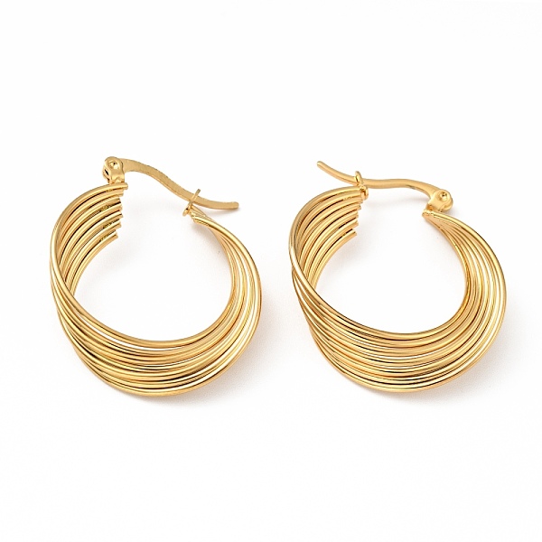 

PandaHall Vacuum Plating 201 Stainless Steel Interlocking Multi Layered Hoop Earrings with 304 Stainless Steel Pins, Intertwined Jewelry for...