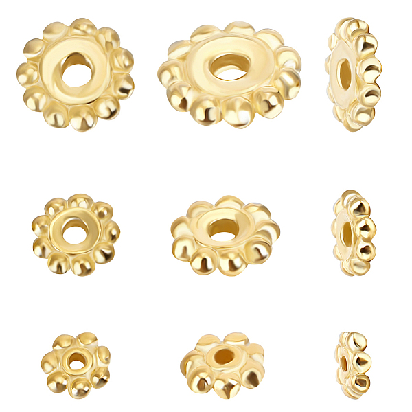 

PandaHall Beebeecraft 1 Box 15Pcs Flower Spacer Beads Sterling Silver 3 Size 4.5/5.5/7.5mm Small Round Daisy Flower Sided Spacer Beads Caps...