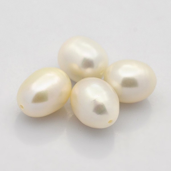 

PandaHall Natural Cultured Freshwater Pearl Beads, Half Drilled, Rice, Grade AAA, Beige, 10~12x8.5~9mm, Half Hole: 1mm Pearl Rice Yellow