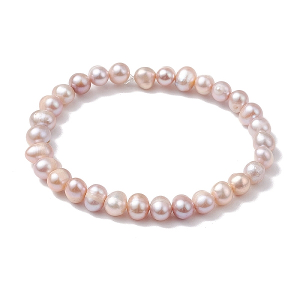 

PandaHall Natural Cultured Freshwater Pearl Potato Beaded Stretch Bracelets, Thistle, 1/4x1/4x1/4 inch(0.6~0.8x0.6~0.7x0.55~0.7cm), Inner..., Purple