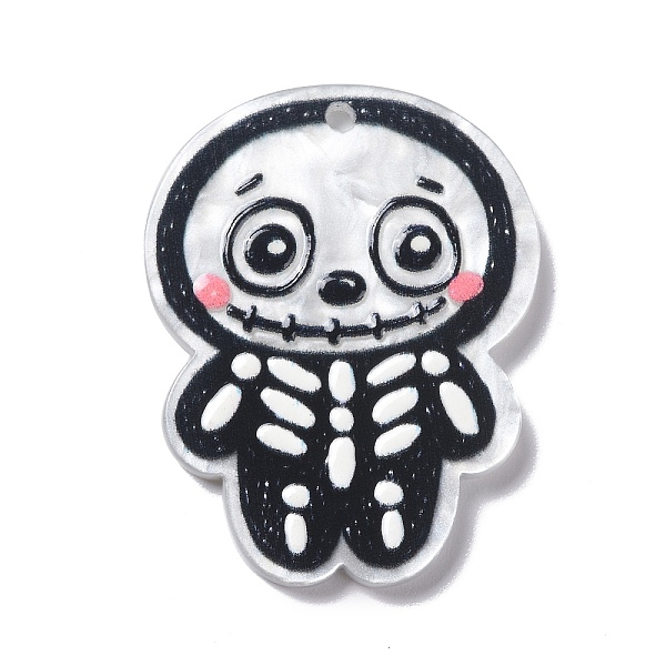 

PandaHall Halloween Style Printed Acrylic Pendants, Skull, 40x31x3mm, Hole: 2mm Acrylic Skull Black