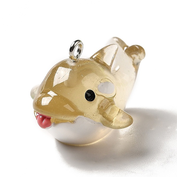 

PandaHall Marine Series Transparent Resin Pendants, Dolphin Charm, with Platinum Plated Iron Findings, Pale Goldenrod, 20x23.5x27mm, Hole...