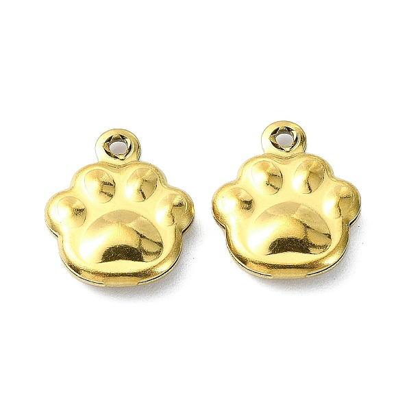 

PandaHall Ion Plating(IP) 304 Stainless Steel Charms, Paw Print Charms, Real 18K Gold Plated, 12x10x3mm, Hole: 1mm 304 Stainless Steel Paw...