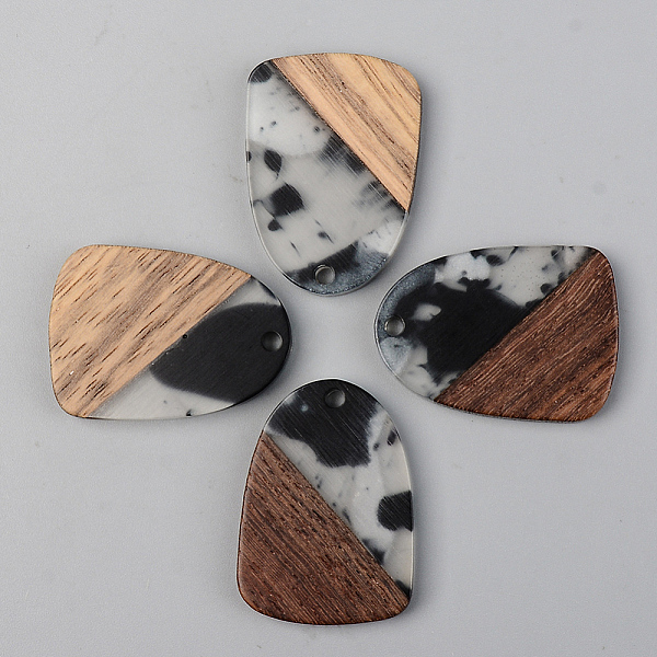 

PandaHall Resin & Walnut Wood Pendants, Teardrop, Black, 28x20x3mm, Hole: 2mm Resin+Wood Teardrop Black