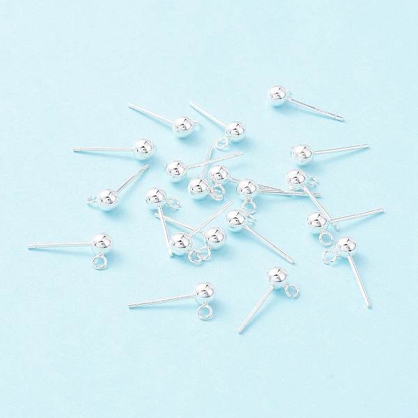 

PandaHall 925 Sterling Silver Stud Earring Findings, Ball Stud Earring Post, with Loop, Silver, 15x4mm, Hole: 1.6mm, Pin: 0.7mm Sterling...