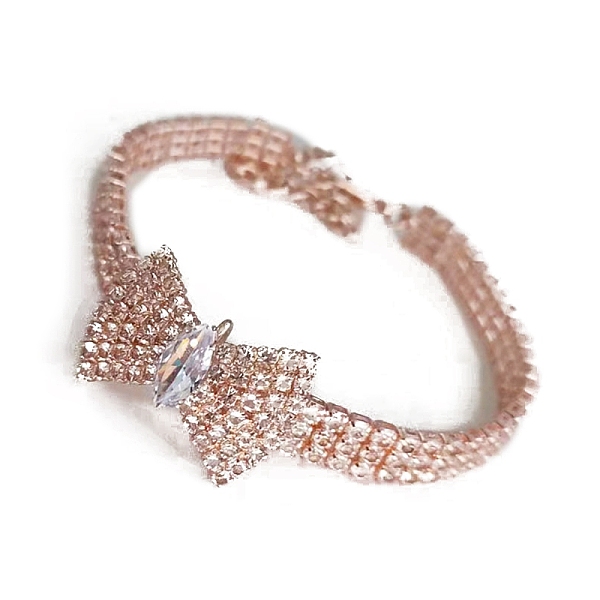

PandaHall Adjustable 3-Row Brass Micro Pave Cubic Zirconia Cup Chain Pet Collars, Slider Bowknot Cat Dog Choker Necklace, Rose Gold, 245mm...