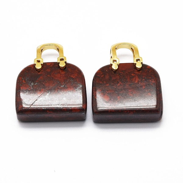 Natural Red Jasper Brass Pendants