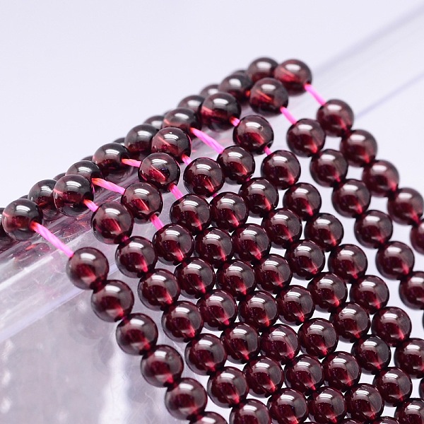 

PandaHall Mozambique Import Natural Grade AAAA Garnet Round Beads Strands, 3mm, Hole: 1mm, about 130pcs/strand, 16 inch Garnet Round