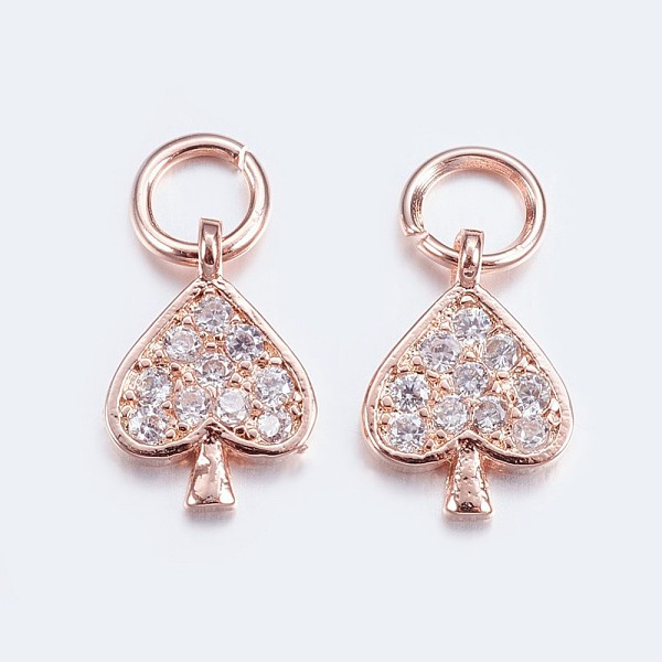 

PandaHall Brass Micro Pave Cubic Zirconia Charms, Heart, Rose Gold, 10.5x7x1mm, Hole: 3mm Brass+Cubic Zirconia Heart Clear