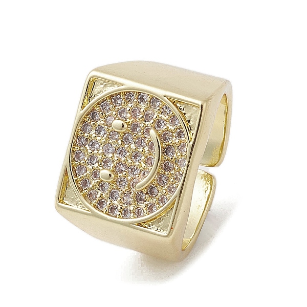 

PandaHall Brass Adjustable Rings, with Micro Pave Cubic Zirconia, Smiling Face, Inner Diameter: 17.8mm Brass+Cubic Zirconia Smiling Face