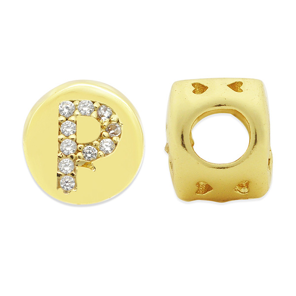 

PandaHall Brass Micro Pave Clear Cubic Zirconia Beads, Flat Round with Letter, Letter.P, 7.5x6.5mm, Hole: 3.5mm, 3pcs/bag Brass+Cubic...