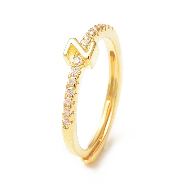 

PandaHall Clear Cubic Zirconia Initial Letter Adjustable Ring, Golden Brass Jewelry for Women, Letter.Z, Inner Diameter: 18mm Brass+Cubic...