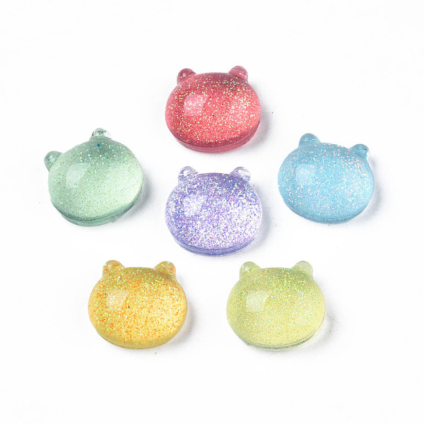 

PandaHall Translucent Acrylic Cabochons, with Glitter Powder, Cat, Mixed Color, 14.5x15.5x8mm Acrylic Cat Shape Multicolor