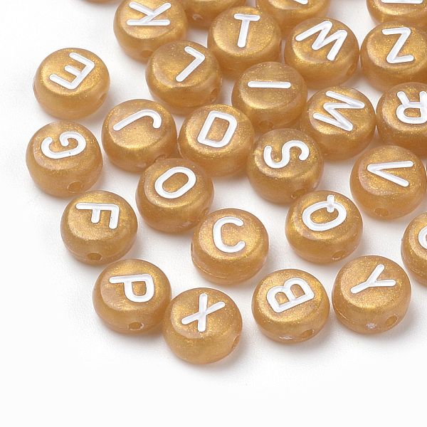 

PandaHall Acrylic Beads, Horizontal Hole, Mixed Letter, Flat Round, White, 7x4mm, Hole: 1mm, about 3700pcs/500g Acrylic Flat Round White