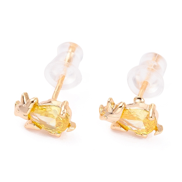 

PandaHall Cute Light Gold Plated Brass Stud Earrings, with Cubic Zirconia and Ear Nuts, Dinosaur, Gold, 5x9mm, Pin: 0.7mm Brass Dinosaur...