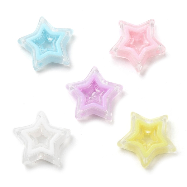 

PandaHall Acrylic Beads, Bead in Bead, Star, Mixed Color, 21.5x22x6mm, Hole: 3mm, about 280pcs/500g Acrylic Star Multicolor